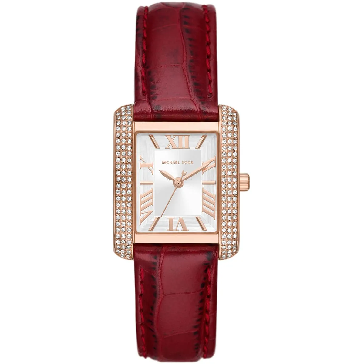 mk4689-michael-kors-watch-women-crystals-white-dial-leather-red-strap-quartz-battery-square-analog-three-hand-emery Montre Michael Kors MK4689 Emery – Image 1