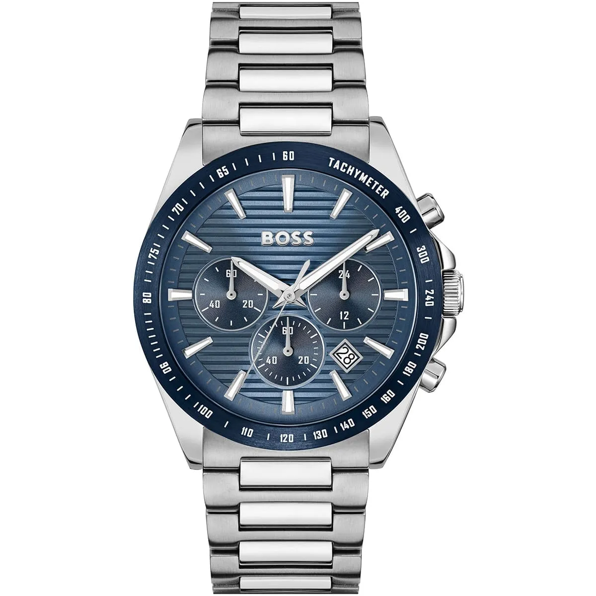 1514240-hugo-boss-watch-men-blue-dial-stainless-steel-metal-silver-strap-quartz-battery-analog-chronograph-strike Montre Hugo Boss 1514240 Strike – Image 1