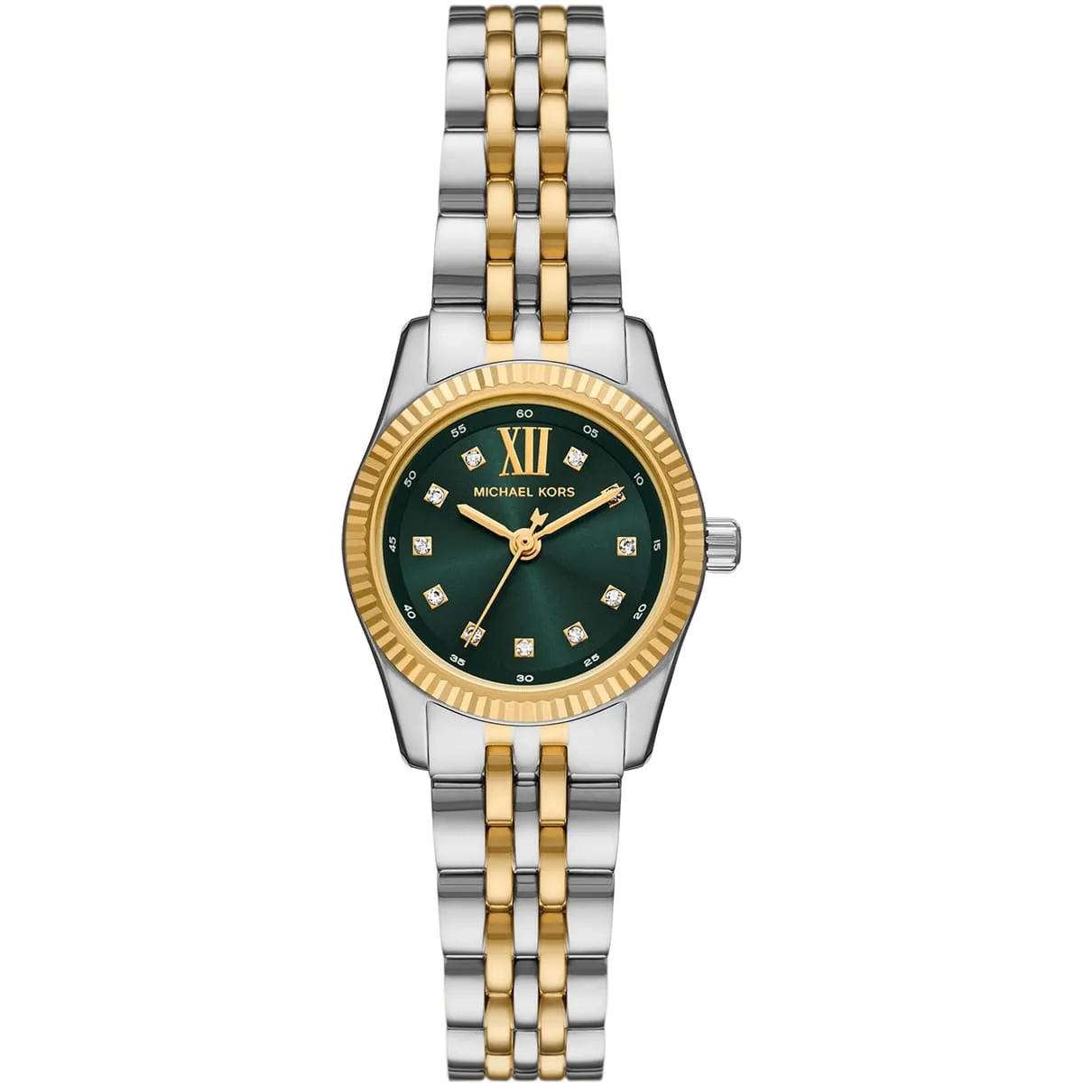 mk4986-michael-kors-watch-women-green-dial-two-tone-stainless-steel-metal-silver-gold-strap-quartz-battery-analog-three-hand-lexington Montre Michael Kors MK4986 Lexington – Image 1